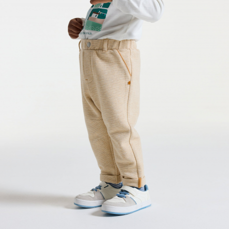 Obaibi Pantalon souple en maille beige bebe garcon