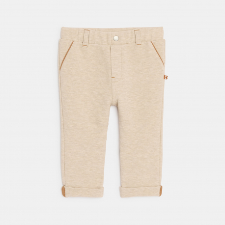 Obaibi Pantalon souple en maille beige bebe garcon