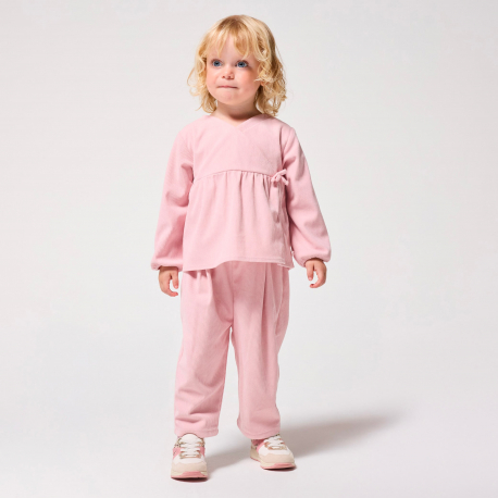 Obaibi Σύνολο από βελούδο ροζ για μωρά κοριτσάκια