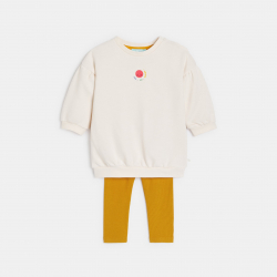 Obaibi Φόρεμα πουλόβερ από χνουδωτό ύφασμα και λευκό κολάν για μωρά κοριτσάκια