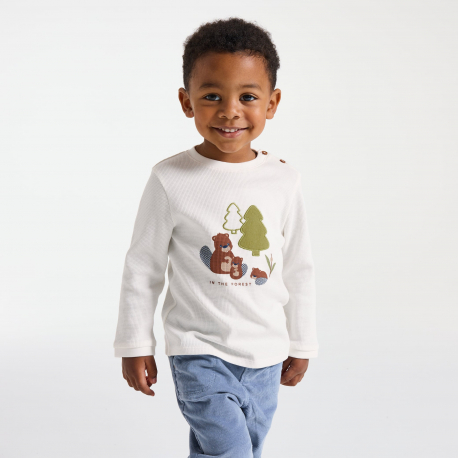 Obaibi Μπλούζα σφηκοφωλιά, κάστορας, λευκή, για μωρά αγοράκια