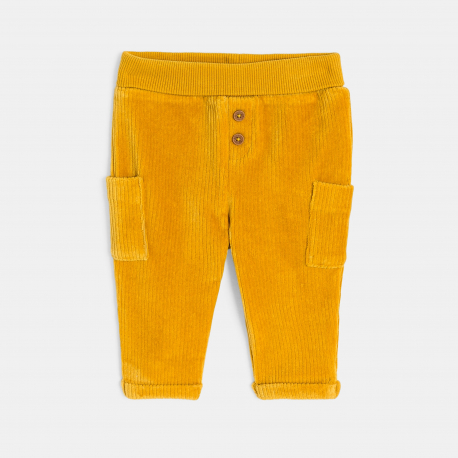 Obaibi Ζακέτα από χοντρό φλις, παντελόνι από βελούδο και φορμάκι κίτρινο για νεογέννητα