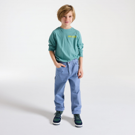 Okaidi Μπλούζα μακρυμάνικη με μοτίφ στην πλάτη, πράσινη για αγόρια