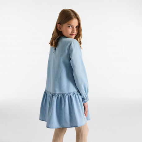 Okaidi Φόρεμα κοντό από τζιν ελαφρύ με κέντημα καρδιές για κορίτσια