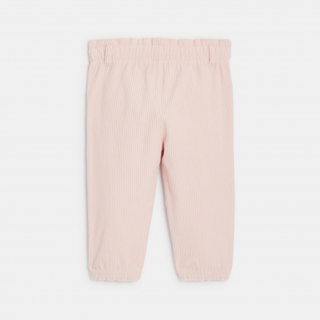 Obaibi Παντελόνι από βελούδο κοτλέ με ελαστική μέση ροζ για μωρά κοριτσάκια