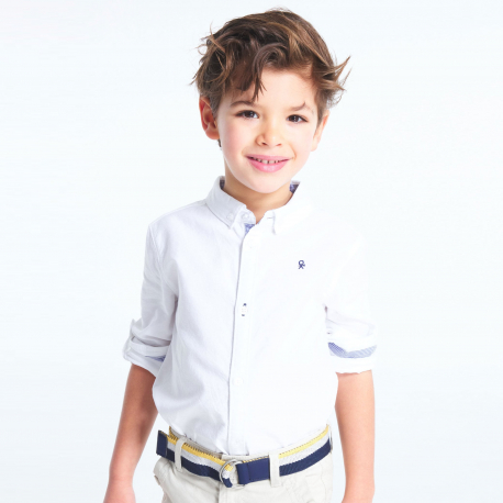 Okaidi Πουκάμισο Oxford με γιακά σε αμερικανικό στιλ, λευκό για αγόρια