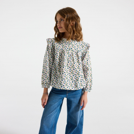 Okaidi Μπλούζα με βολάν με τυπωμένα σχέδια γκρι για κορίτσια