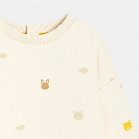 Obaibi Πουλόβερ υφασμάτινο με μοτίφ ζωάκια γκρι για μωρά αγοράκια