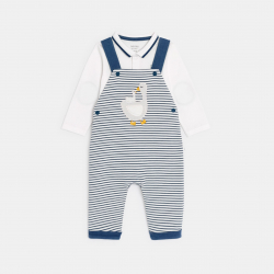 Obaibi Σαλοπέτα από κοτλέ ύφασμα ριγέ και φορμάκι μπλε για μωρά αγοράκια