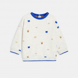 Obaibi Πουλόβερ υφασμάτινο με μοτίφ ζωάκια γκρι για μωρά αγοράκια