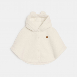 Obaibi Κάπα με κουκούλα από χοντρό χνουδωτό ύφασμα λευκή για νεογέννητα Unisex