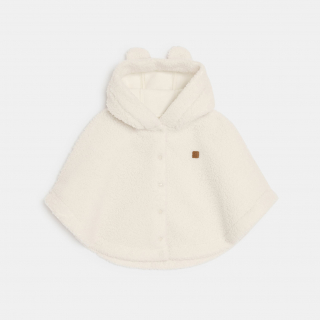 Obaibi Κάπα με κουκούλα από χοντρό χνουδωτό ύφασμα λευκή για νεογέννητα Unisex