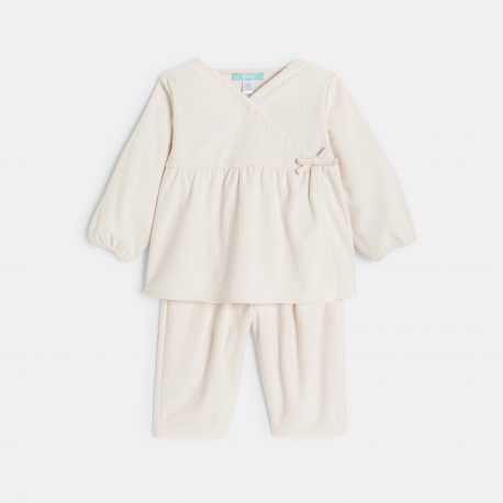 Obaibi Σύνολο μπεζ από βελούδο για μωρά κοριτσάκια