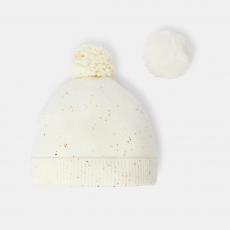 Okaidi Σκουφάκι με παγέτες εκρού για κορίτσια