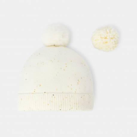 Okaidi Σκουφάκι με παγέτες εκρού για κορίτσια