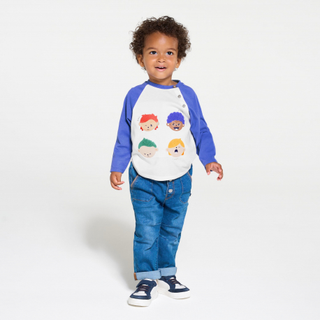 Obaibi Μπλούζα μακρυμάνικη, εκφράσεις, μπλε για μωρά αγοράκια