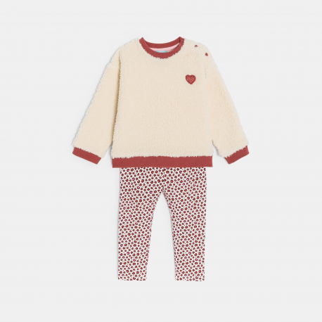 Obaibi Φούτερ από χνουδωτό ύφασμα και κολάν ζέρσεϊ εμπριμέ για μωρά κοριτσάκια