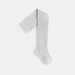 Obaibi Καλσόν βαμβακερά με γραμμές με λαμπερό νήμα γκρι για μωρά κοριτσάκια