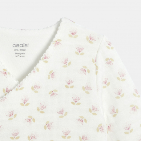 Obaibi Σύνολο από 3 βαμβακερά κομμάτια φλοράλ ροζ για νεογέννητα κοριτσάκια