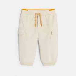 Obaibi Παντελόνι φόρμας από χνουδωτό ύφασμα μπεζ για μωρά κοριτσάκια