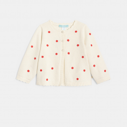 Obaibi Ζακέτα πλεκτή, με κεντημένα λουλούδια, λευκή για μωρά κοριτσάκια