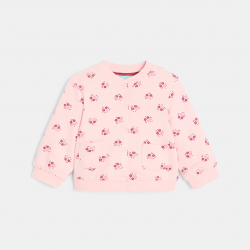 Obaibi Μπουφάν teddy με φλοράλ σχέδιο από χνουδωτό ύφασμα για μωρά κοριτσάκια