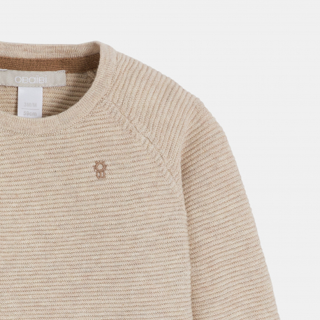 Obaibi Ζιπουνάκι πλεκτό μπεζ για νεογέννητα αγοράκια