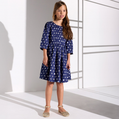 Okaidi Robe bleue a manches bouffantes Fille