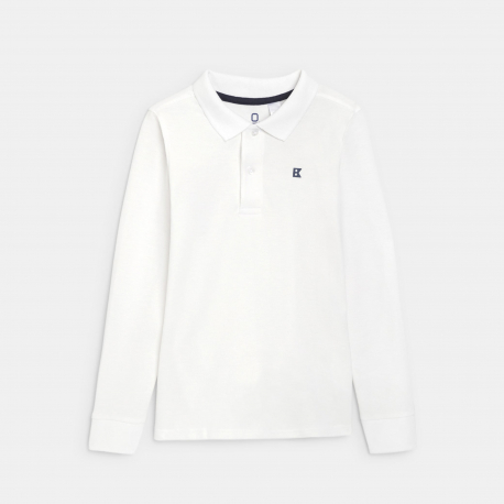 Okaidi Μπλούζα πόλο μακρυμάνικη, από βαμβακερό πικέ ύφασμα, μπλε για αγόρια