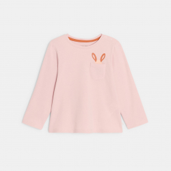 Obaibi Μπλούζα μακρυμάνικη λαγουδάκι, ροζ για μωρά κοριτσάκια