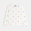 Okaidi Μπλούζα μακρυμάνικη με καρδούλες, λευκή για κορίτσια