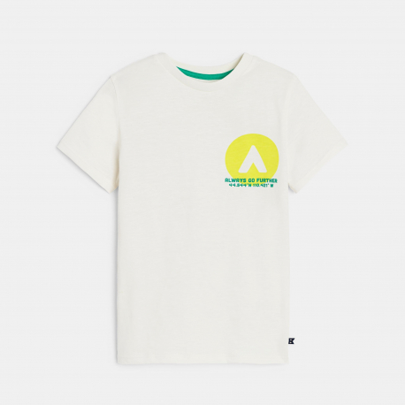 Okaidi Μπλούζα κοντομάνικη με μήνυμα γκρι μελανζέ για αγόρια