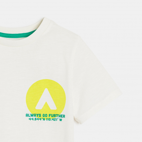 Okaidi Μπλούζα κοντομάνικη με μήνυμα γκρι μελανζέ για αγόρια