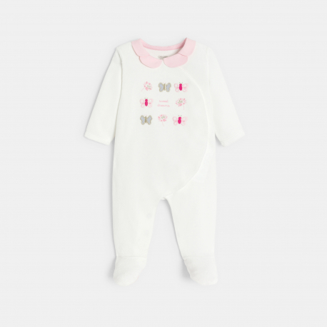 Obaibi Φορμάκι ύπνου από βελούδο, πεταλούδες, λευκό για μωρά κοριτσάκια