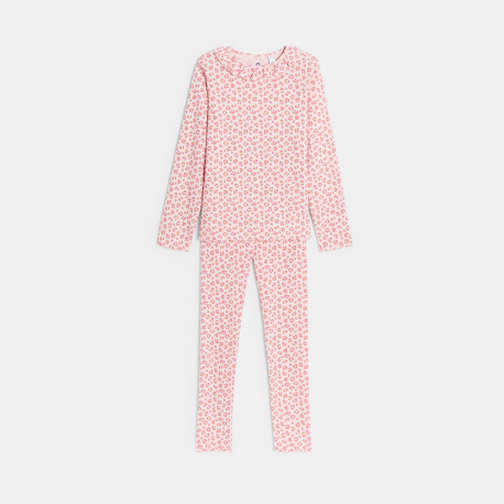 Okaidi Πιτζάμα 2 τεμαχίων από μακό με γραμμές λεοπάρ ροζ