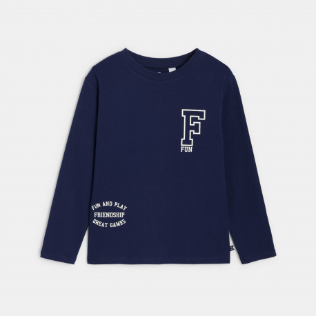 Okaidi Μπλούζα μακρυμάνικη με μήνυμα γκρι για αγόρια