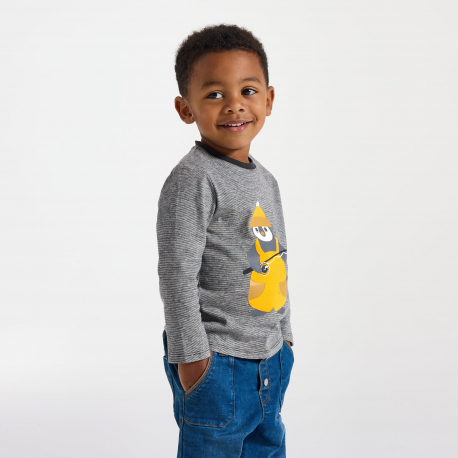 Obaibi Μπλούζα γκρι με μοτίφ ζωάκι για μωρά αγοράκια