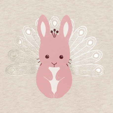 Obaibi Μπλούζα μακρυμάνικη με μοτίφ ζώα μπεζ για μωρά κοριτσάκια