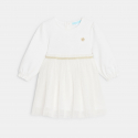 Obaibi Robe chic bi-matiere blanche bebe fille
