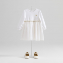 Obaibi Robe chic bi-matiere blanche bebe fille
