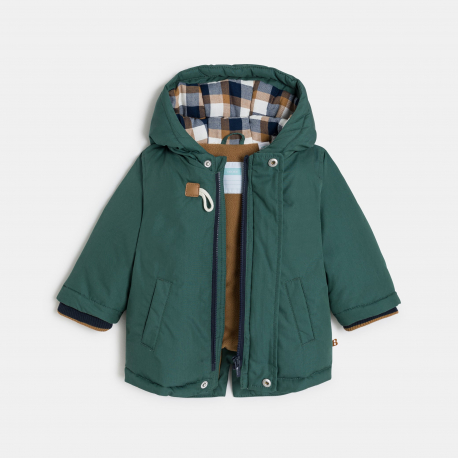 Obaibi Παλτό αδιάβροχο, ζεστό με κουκούλα πράσινο για μωρά αγοράκια