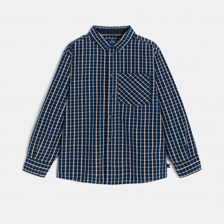 Okaidi Πουκάμισο καρό σε ναυτικό μπλε για αγόρια
