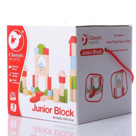 Ξύλινα τουβλάκια Classic world™ Junior Block 50 τεμάχια