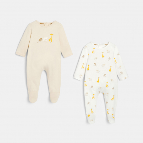 Obaibi Φορμάκι ύπνου από μακό με μοτίφ ζωάκια, λευκό για μωρά αγοράκια (σετ των 2)