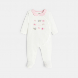 Obaibi Φορμάκι ύπνου από βελούδο, πεταλούδες, λευκό για μωρά κοριτσάκια