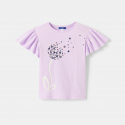 Okaidi T-shirt violet a volant motif fleuri