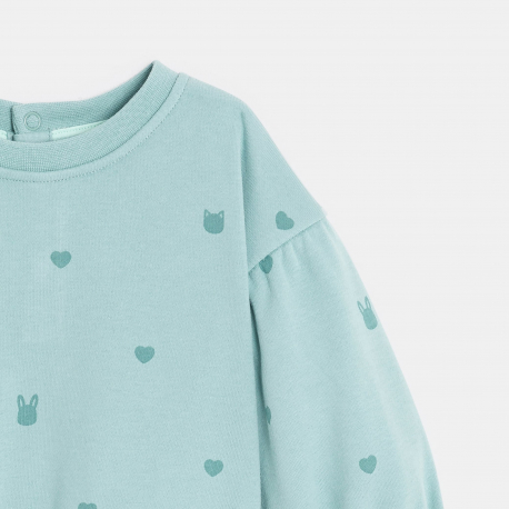 Obaibi Φούτερ από χνουδωτό ύφασμα καρδιές πράσινο για μωρά κοριτσάκια