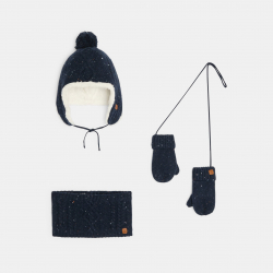 Obaibi Σκουφάκι σε περουβιανό στυλ, λαιμός και γαντάκια από πλεκτό ύφασμα με επένδυση σ