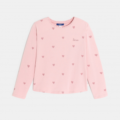 Okaidi Μπλούζα μακρυμάνικη με καρδούλες, ροζ για κορίτσια