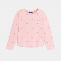 Okaidi Μπλούζα μακρυμάνικη με καρδούλες, ροζ για κορίτσια